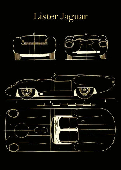 Vintage Car Blueprint Collection - Canvas & Curio