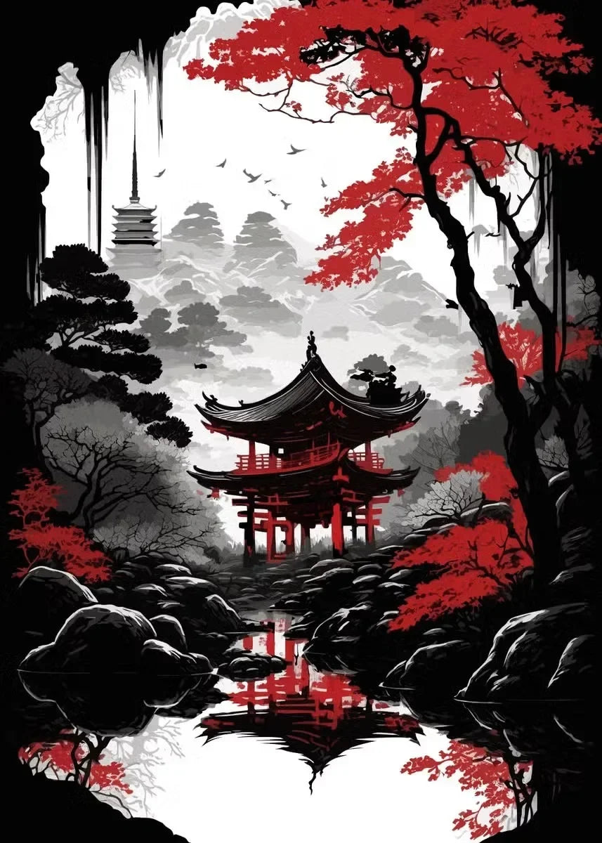 Black & Red Ink Art Collection - Canvas & Curio