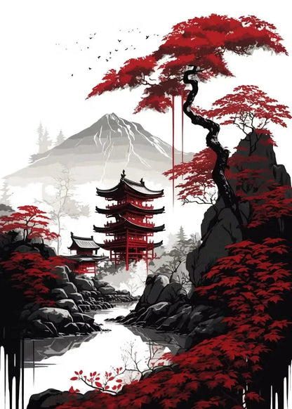 Black & Red Ink Art Collection - Canvas & Curio