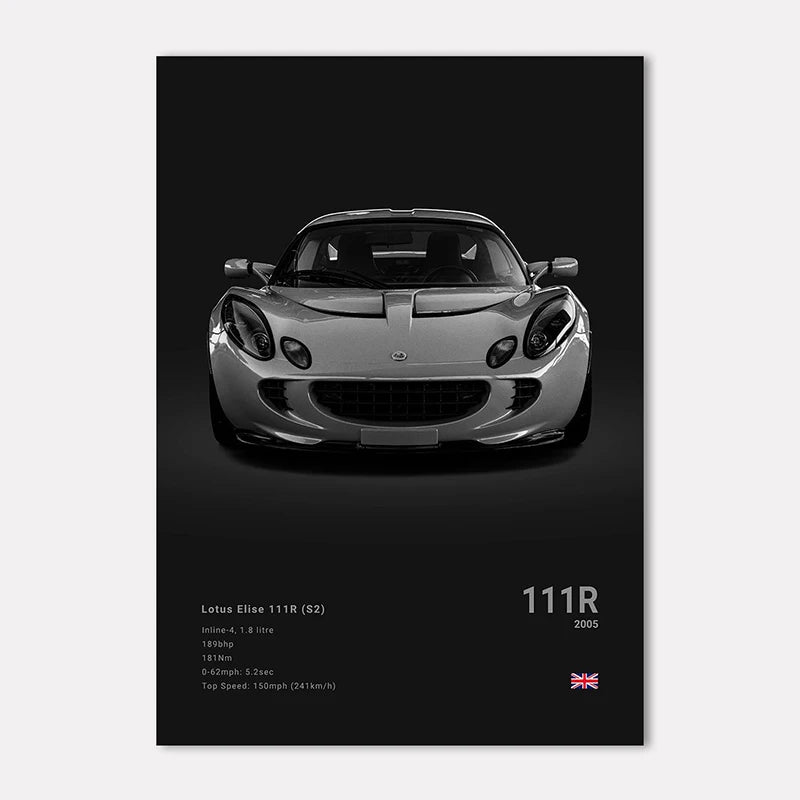 Black & White Sport Cars Collection - Canvas & Curio