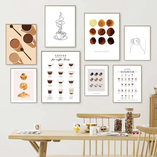 Minimalist Coffee Cup Line Art Collection - Canvas & Curio
