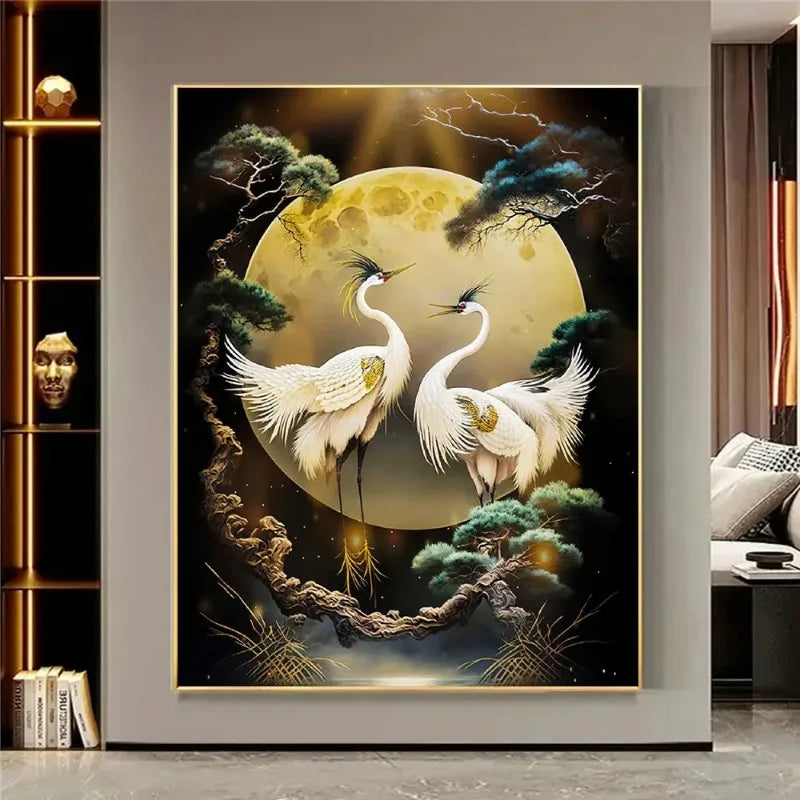 Golden Crane & Moon Collection - Canvas & Curio
