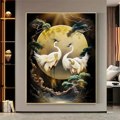 Golden Crane & Moon Collection - Canvas & Curio