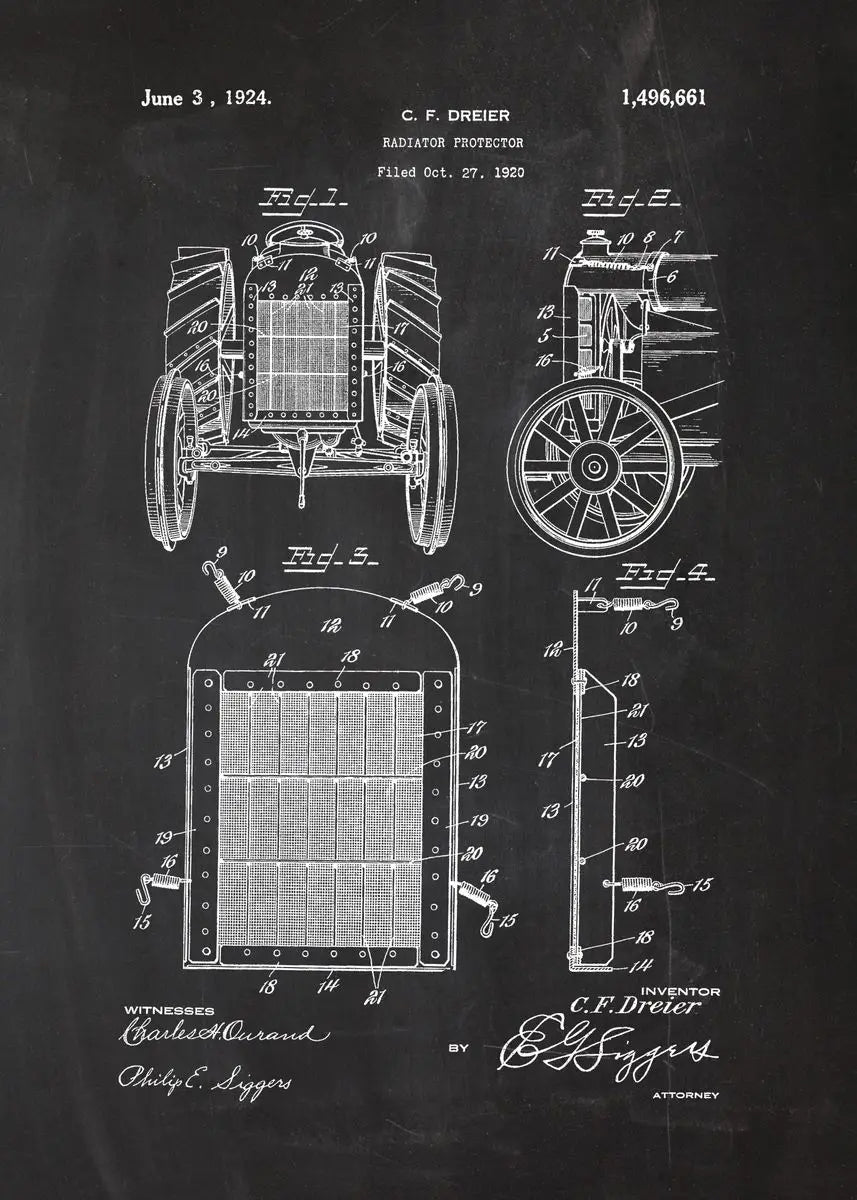 Engine Motor Blueprint Collection - Canvas & Curio