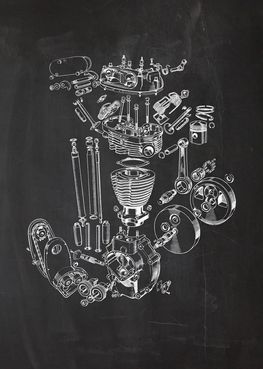 Engine Motor Blueprint Collection - Canvas & Curio