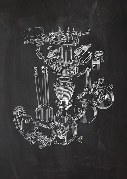 Engine Motor Blueprint Collection - Canvas & Curio