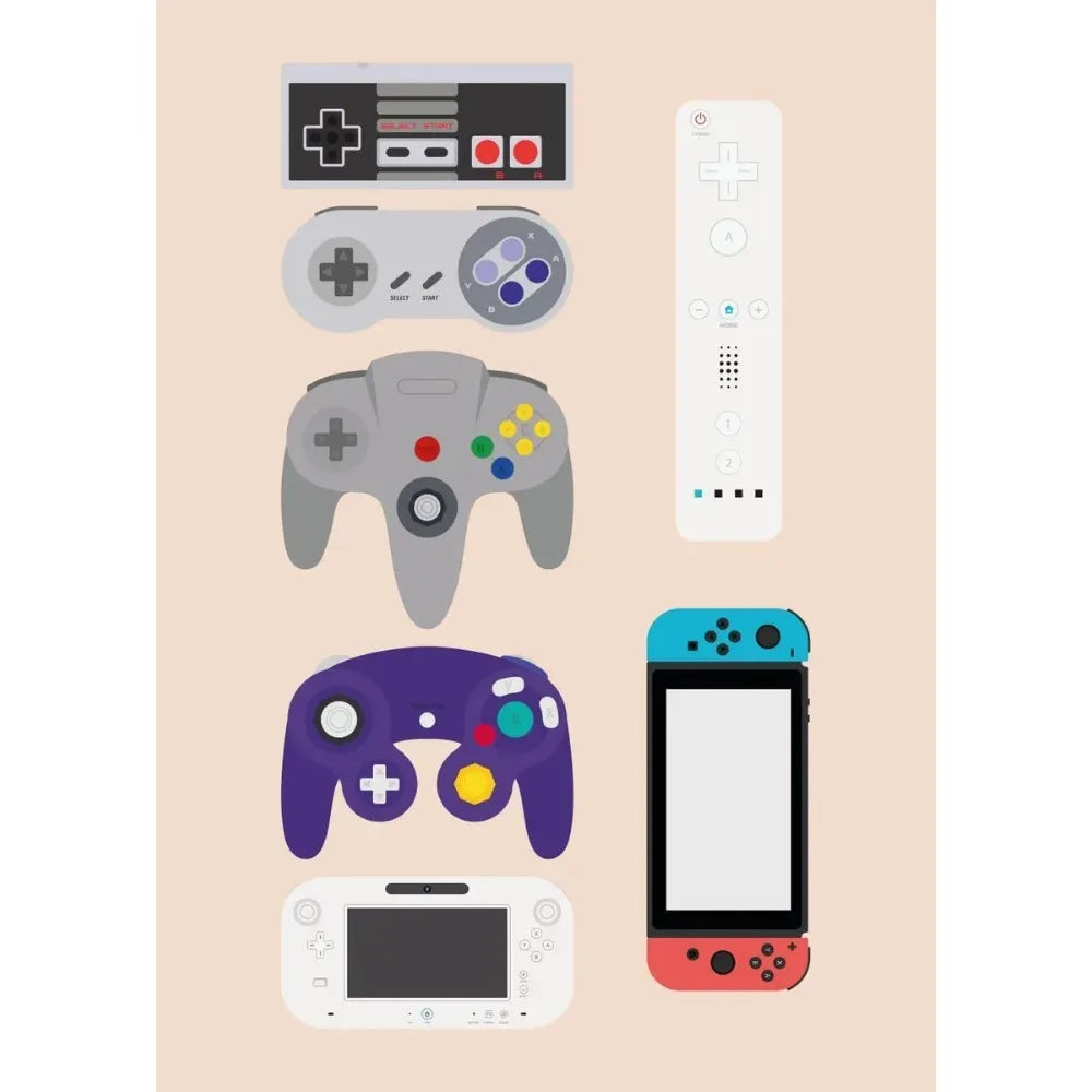 Retro Gaming Controllers Collection - Canvas & Curio