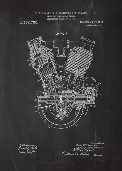Engine Motor Blueprint Collection - Canvas & Curio