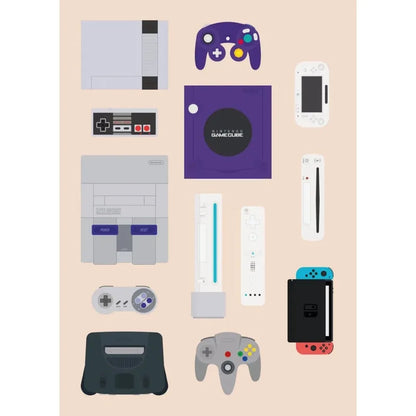Retro Gaming Controllers Collection - Canvas & Curio
