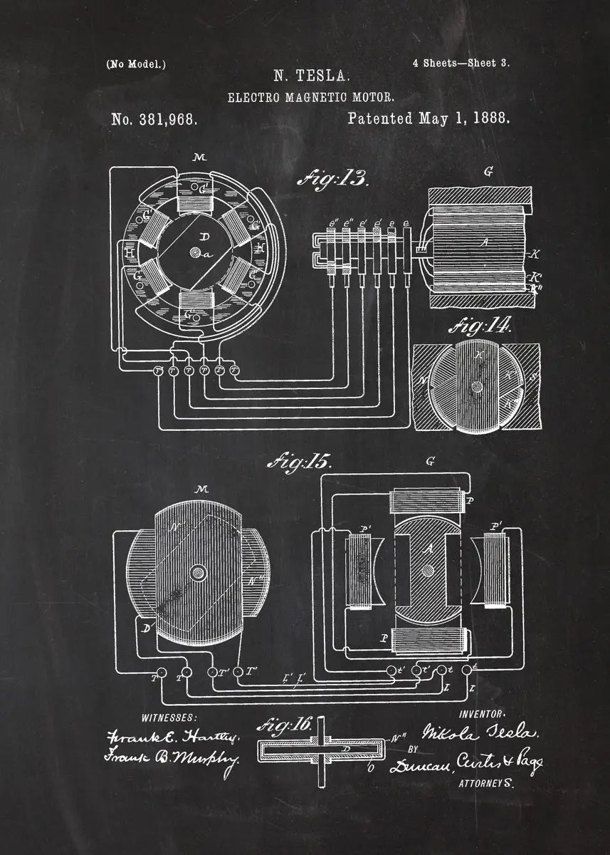 Engine Motor Blueprint Collection - Canvas & Curio