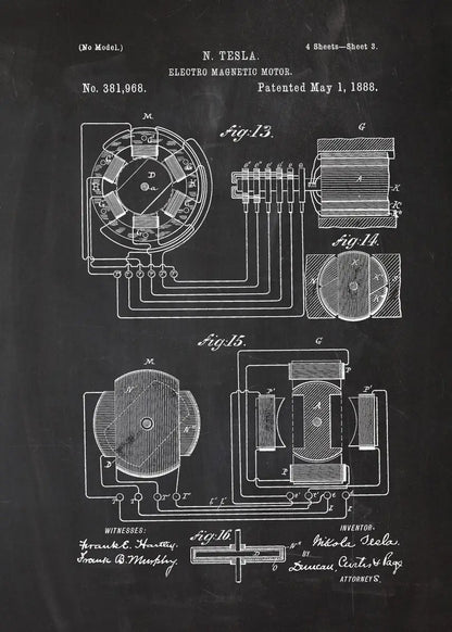 Engine Motor Blueprint Collection - Canvas & Curio