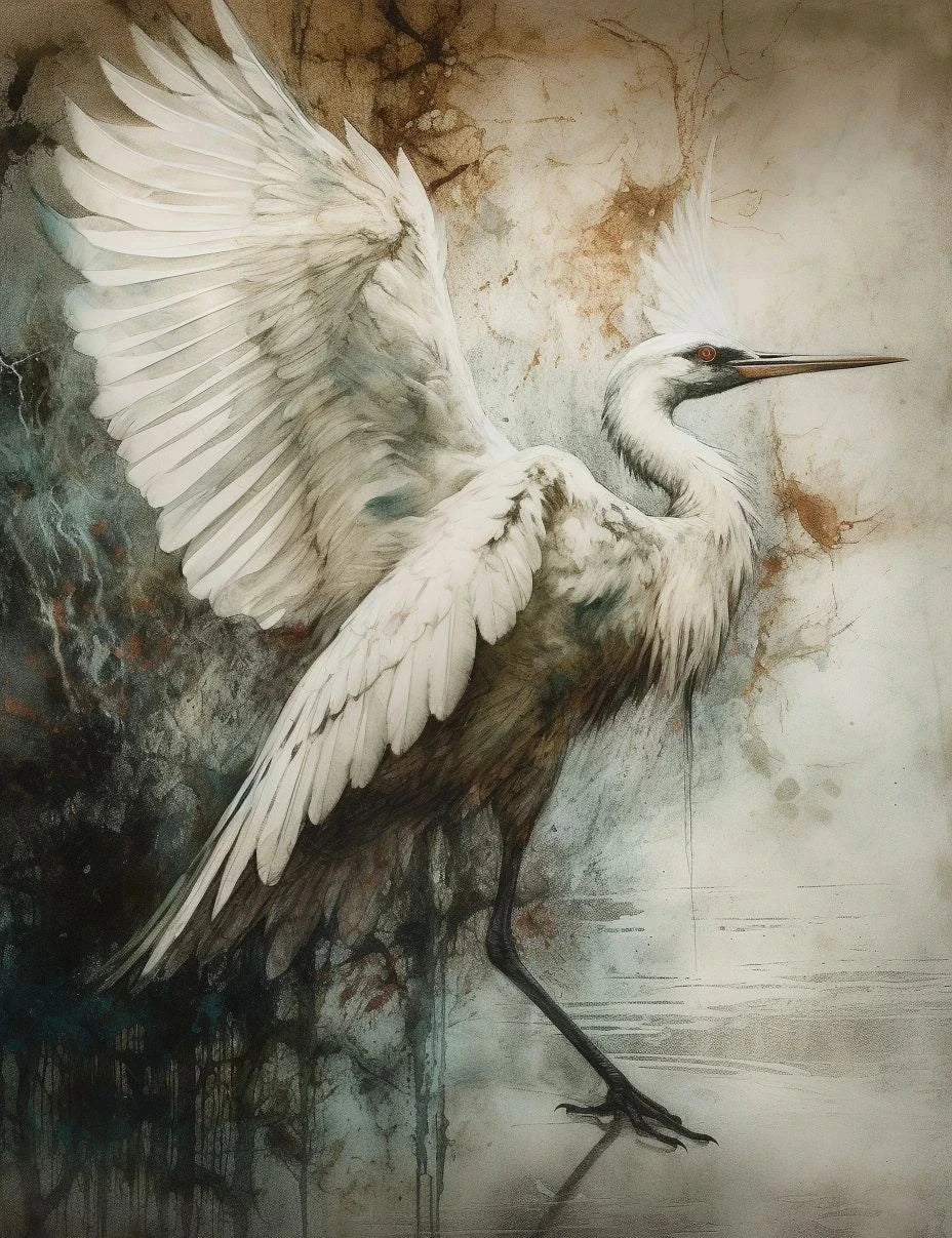 Golden Crane & Moon Collection - Canvas & Curio