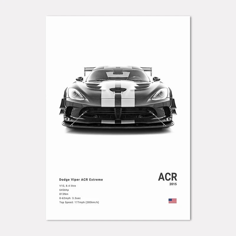 Black & White Sport Cars Collection II - Canvas & Curio