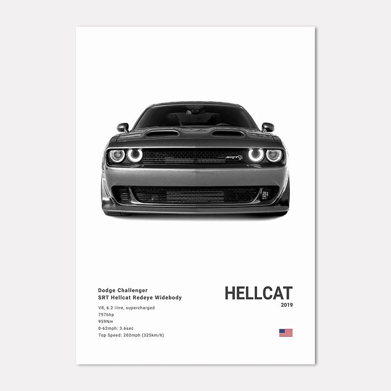 Black & White Sport Cars Collection - Canvas & Curio