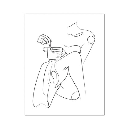 Minimalist Coffee Cup Line Art Collection - Canvas & Curio