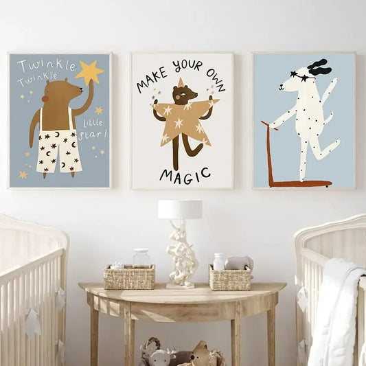 Nordic Nursery Animal Art Collection - Canvas & Curio