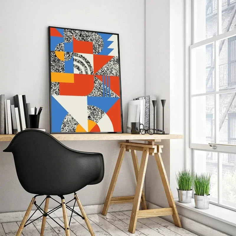 An abstract canvas on top of a desk