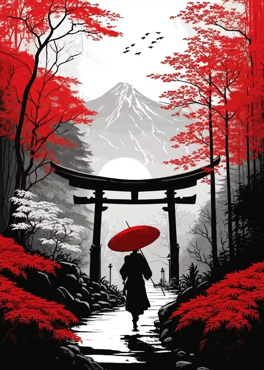 Black & Red Ink Art Collection - Canvas & Curio