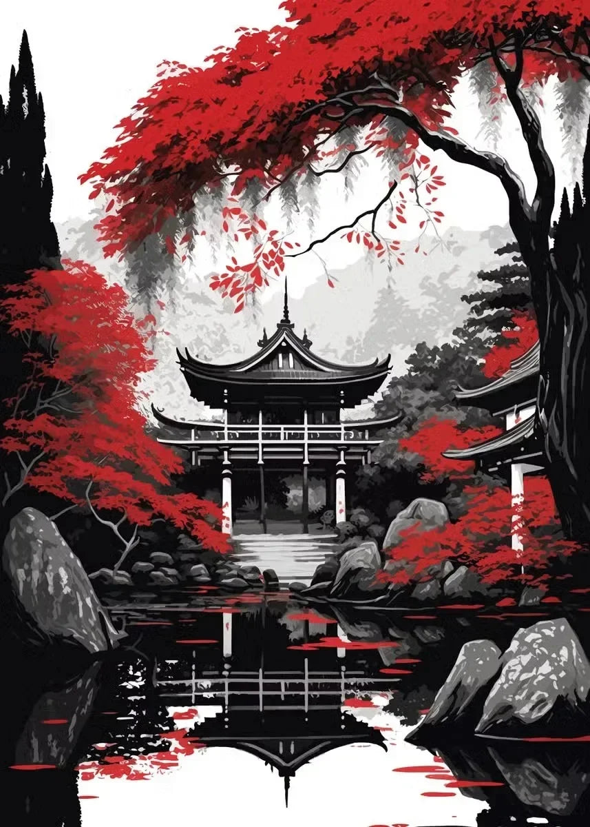 Black & Red Ink Art Collection - Canvas & Curio